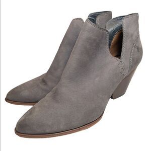 Frye Gray Leather Ankle Boots Booties Heeled 9 Ladies